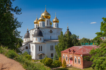 Fototapeta na wymiar Assumption Cathedral on the territory of the Kremlin in the city of Dmitrov, Russia