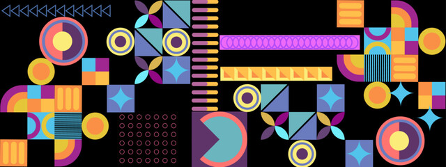 Vector flat colorful colourful geometric shapes background