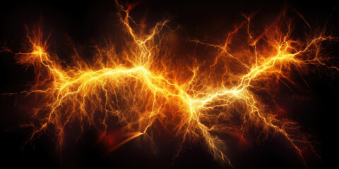 Orange electric lightning background. Generative AI