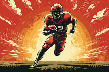 an full body rugby player is running to the goal in vector format. © VECTOR SKY