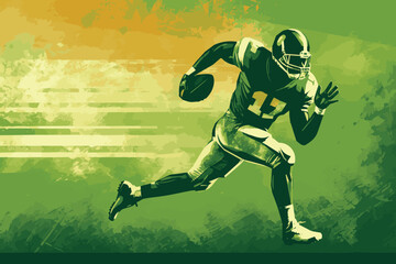 an isolated rugby player is running to the goal witl ball.