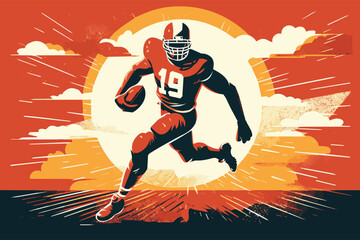 an isolated rugby player is running to the goal witl ball. © VECTOR SKY