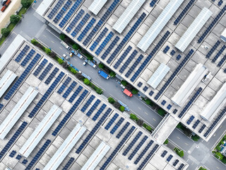 solar panels on factory rooftop