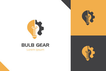 Lightbulb and Gear Logo Icon design for Education, Idea, Innovation, Invention, and Business logo symbol