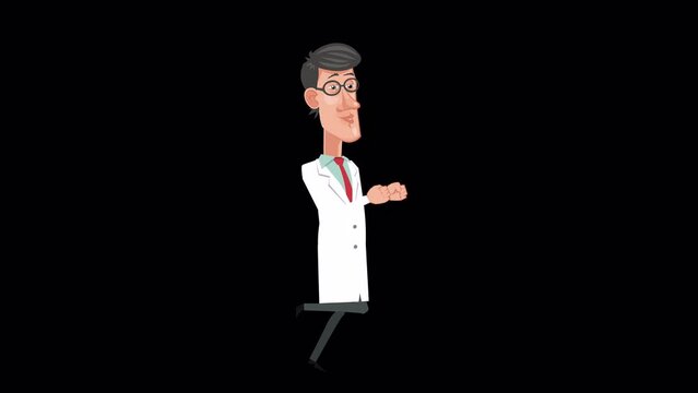 Cartoon young doctor character  character running cycle animation with alpha channel