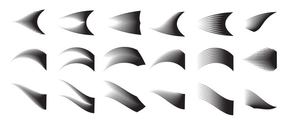 Speed lines isolated set. Motion effect of wavy black lines. 