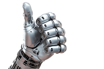 Robot Hand Giving Thumbs Up Isolated on Transparent Background. AI