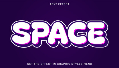 Space editable text effect with 3d style. Text emblem for advertising, branding, business logo