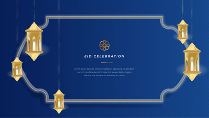 Vector muslim festival eid mubarak ramadan kareem blue background