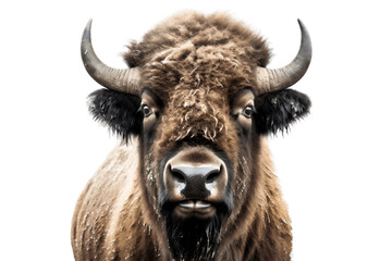 Close-Up of Bison with Transparent Background. AI