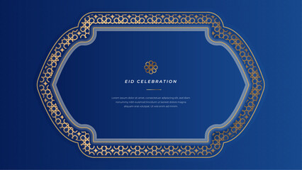 Vector elegant ramadan kareem eid mubarak decorative festival card blue background