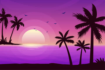 Fototapeta na wymiar gradient sunset beach landscape background