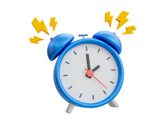 3d minimal quick time concept. urgent work. fast service. alarm clock with thunder icon. 3d illustration. - obrazy, fototapety, plakaty