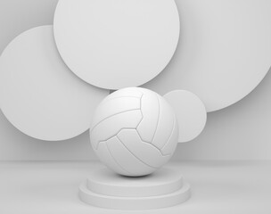 Football ball on cylinder podium with steps on monochrome background