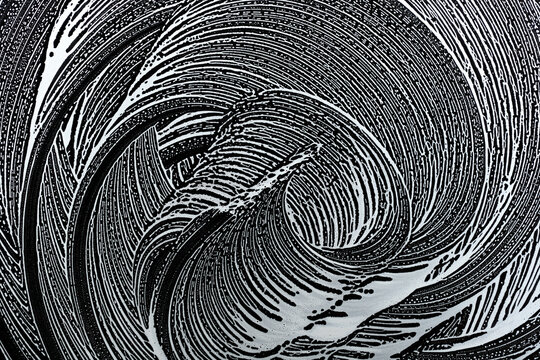 soap foam circle swirl on black background