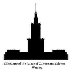 Silhouette of the Palace of Culture and Science. Warsaw. Poland