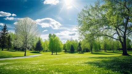 Fototapeta premium Blur park garden tree in nature background