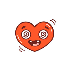 cute cartoon heart isolated on white background. Retro style. 