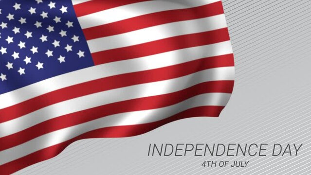 Happy Independenced day Text Animation with US flags. Fourth of July Text Animation with star. Happy 4th of July Independence Day. Fourth of July lettering footage with handwritten text animation