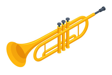 Isometric Trumpet. Musical instrument trumpet - obrazy, fototapety, plakaty