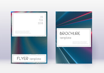 Stylish cover design template set. Red abstract lines on white blue background. Fine cover design. Great catalog, poster, book template etc.