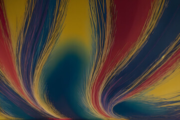 Fototapeta premium Abstract AI generated background. Colourful dynamic shapes, lines and waves with main colors of red, blue and yellow
