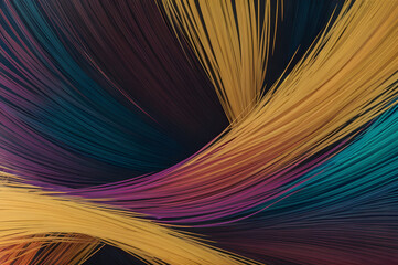 Abstract AI generated background. Colourful dynamic shapes, lines and waves with main colors of red, blue and yellow