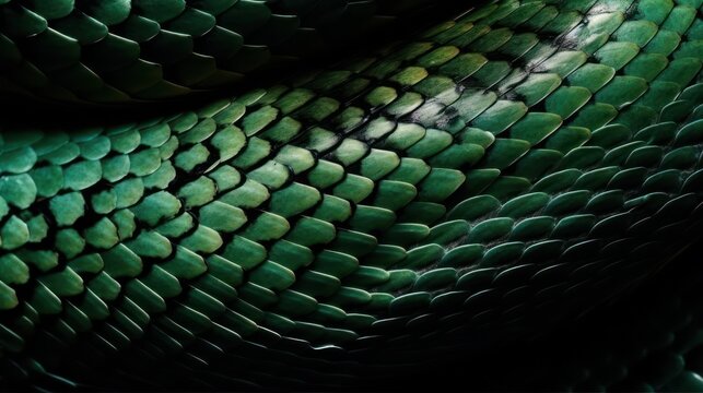 Green skin serpent texture closeup, colorful pattern backdrop
