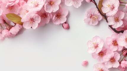 Naklejka na ściany i meble Beautiful sakura for decorative on white background. Generative Ai
