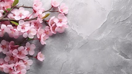 Beautiful sakura for decorative on white brick background. Generative Ai