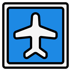 Airport icon in filled line style, use for website mobile app presentation