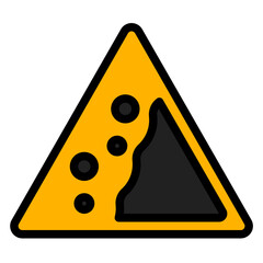 Falling rocks icon in filled line style, use for website mobile app presentation