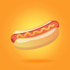 vector hot dog yellow background for advertising, mocap