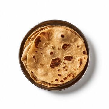 Delicious chapati isolated on white background, generative AI

