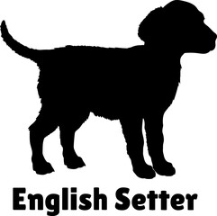 English Setter Dog puppies silhouette. Baby dog silhouette. Puppy