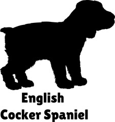 English Cocker Spaniel Dog puppies silhouette. Baby dog silhouette. Puppy