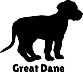 Great Dane Dog puppies silhouette. Baby dog silhouette. Puppy