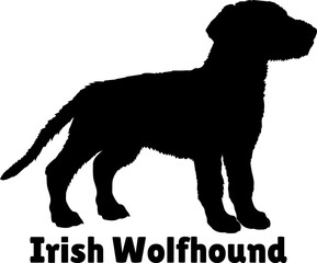 Irish Wolfhound Dog puppies silhouette. Baby dog silhouette. Puppy