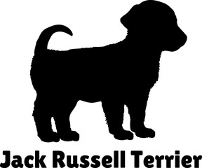  Jack Russell Terrier Dog puppies silhouette. Baby dog silhouette. Puppy