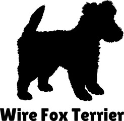  Wire Fox Terrier. Dog puppies silhouette. Baby dog silhouette. Puppy