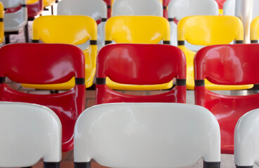 Naklejka premium outdoor waiting bench. waiting area chairs. public waiting bench chair. public seating.