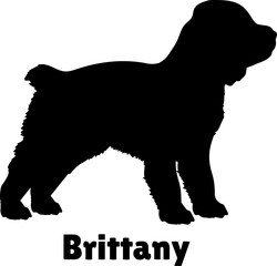 Brittany Dog puppies silhouette. Baby dog silhouette. Puppy
