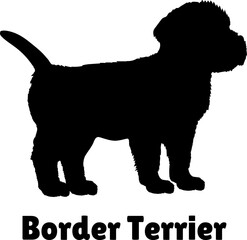 Border Terrier Dog puppies silhouette. Baby dog silhouette. Puppy