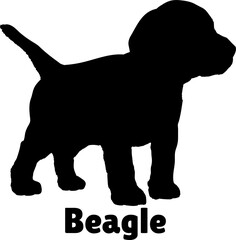 Beagle Dog puppies silhouette. Baby dog silhouette. Puppy