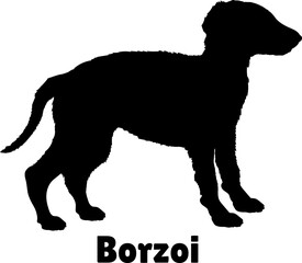 Borzoi. Dog puppies silhouette. Baby dog silhouette. Puppy