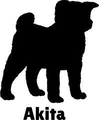  Akita Dog puppies silhouette. Baby dog silhouette. Puppy