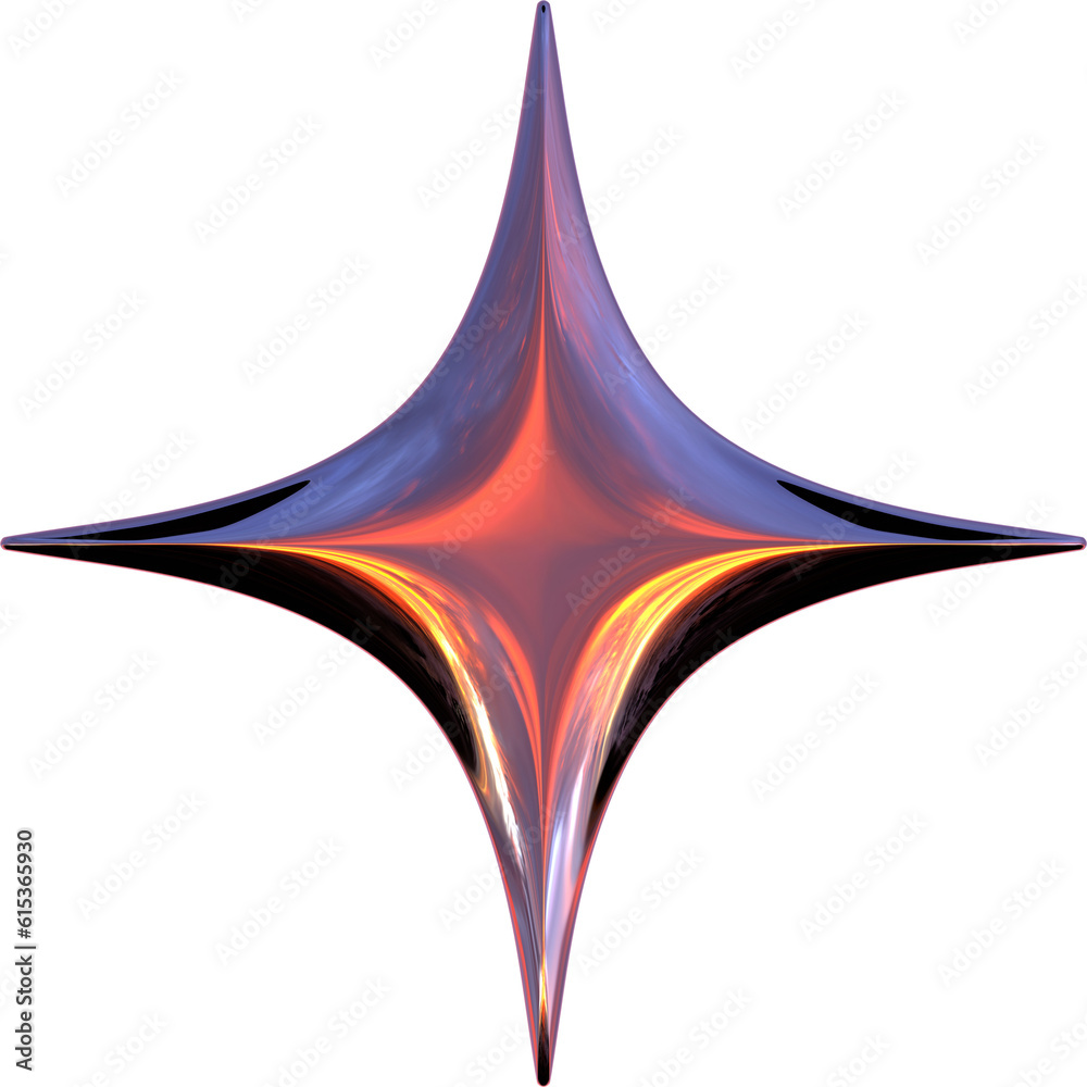 Canvas Prints 3d abstract metal chrome star in a surreal style with a transparent background