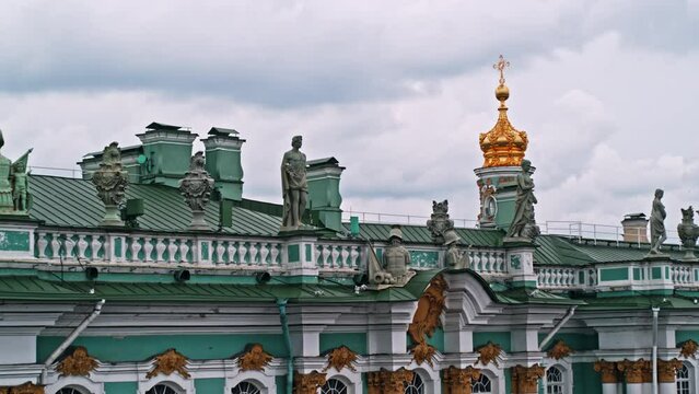 Roof top view of Hermitage museum and Neva river. Saint Petersburg