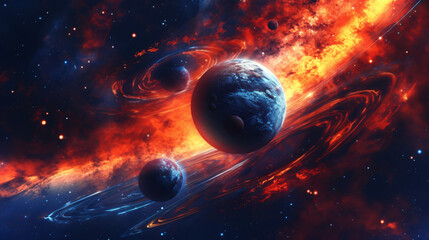 Obraz na płótnie Canvas Abstract planets and space background