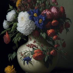 A painting of a vase with flowers in it generative ai